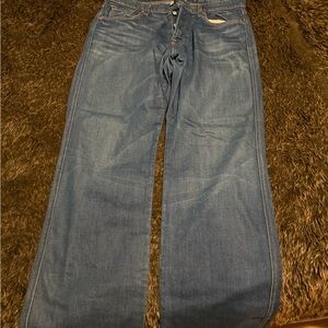 7 For All Mankind Men's Wide-Leg Jeans in Medium Blue